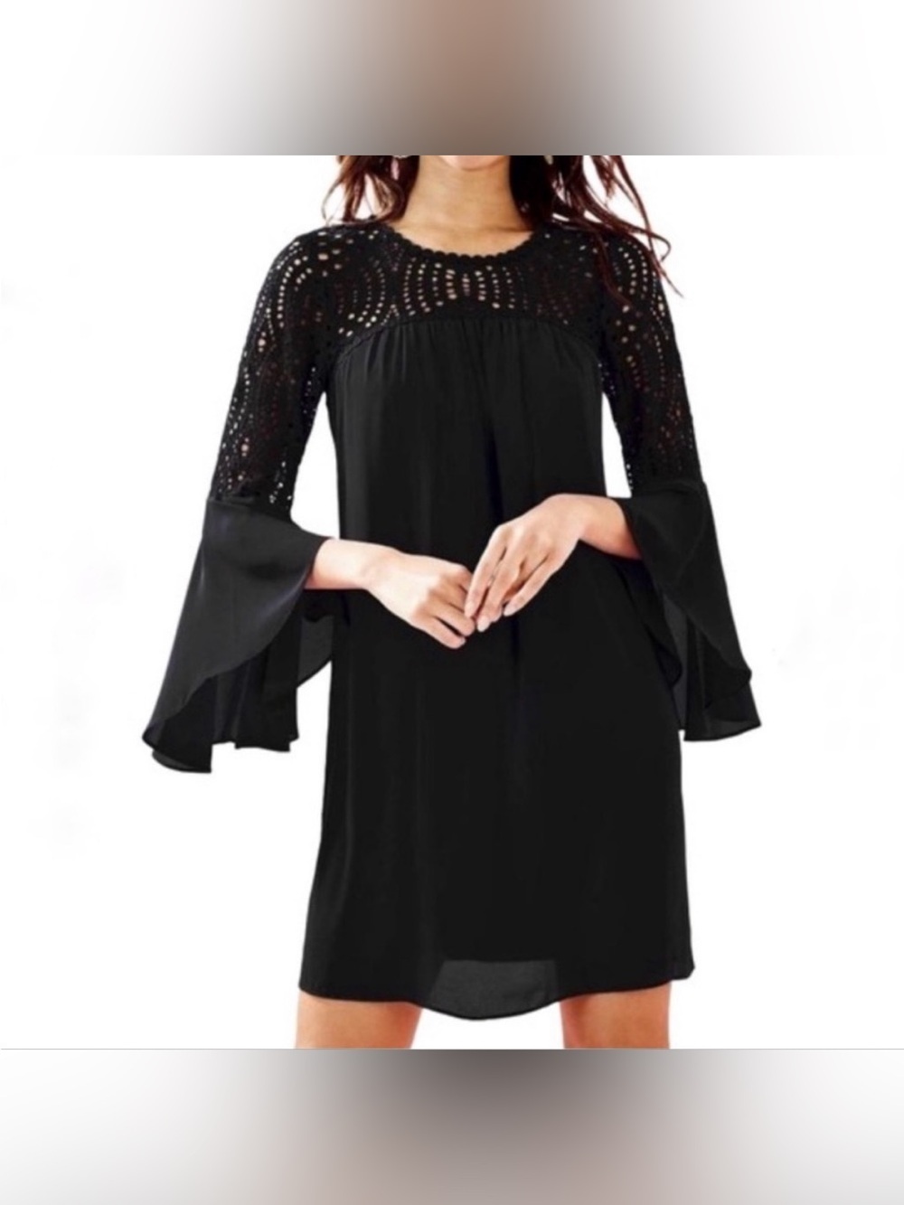 Lilly Pulitzer Black Bell Sleeve Dress Size 4